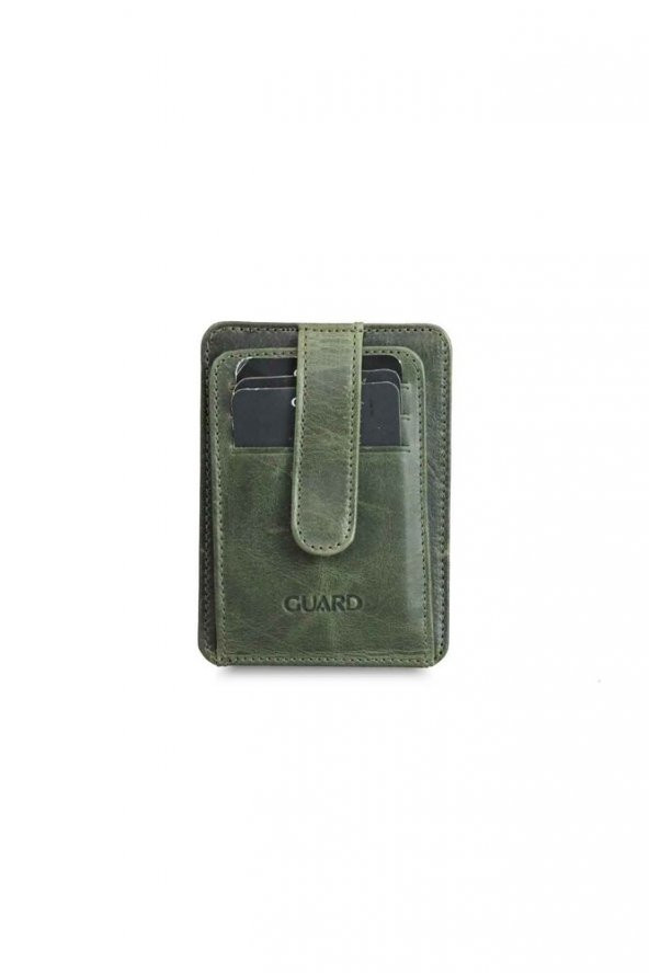Guard Dikey Crazy Yeşil Hakiki Deri Kartlık Erkek / Kadın P5171