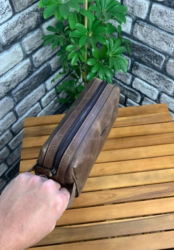 Guard Antik Kahverengi Unisex Hakiki Deri El Çantası P1792 - 2