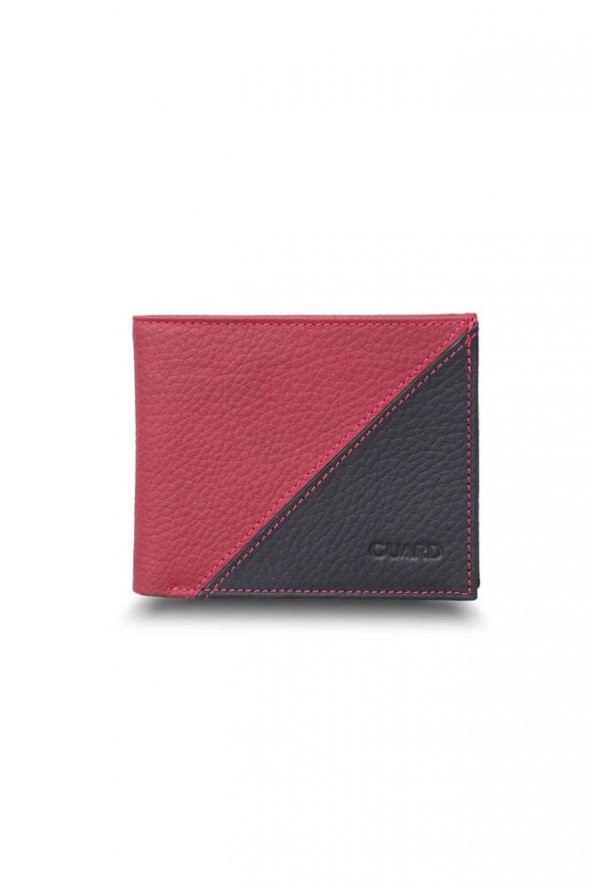 Guard Mat Kırmızı - Siyah Yatay Hakiki Deri Cüzdan P1336