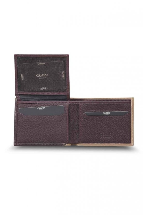 Guard Mat Gül Kurusu - Bordo Yatay Hakiki Deri Cüzdan P1336 - 4