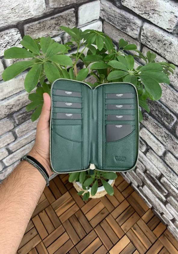 Guard Yeşil Safiano Fermuarlı Portföy Cüzdan Hakiki Deri P3016 - 2