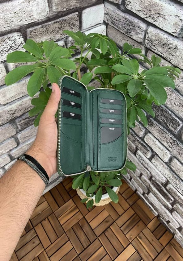 Guard Yeşil Safiano Fermuarlı Portföy Cüzdan Hakiki Deri P3016 - 4