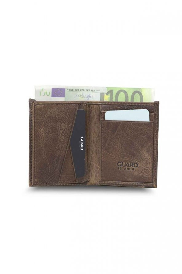 Guard Minimal Antik Kahve Hakiki Deri Erkek Cüzdanı P863 - 4
