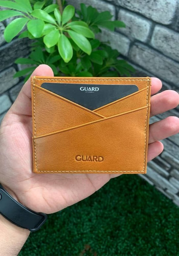 Guard Antik Sarı Hakiki Deri Kartlık P5202