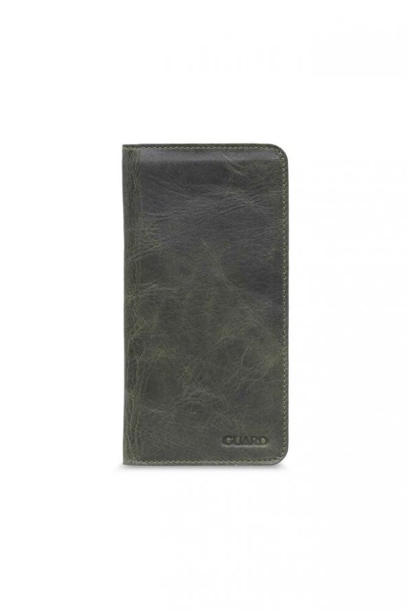 Guard Antik Yeşil  Telefon Girişli El Portföyü Hakiki Deri P3028