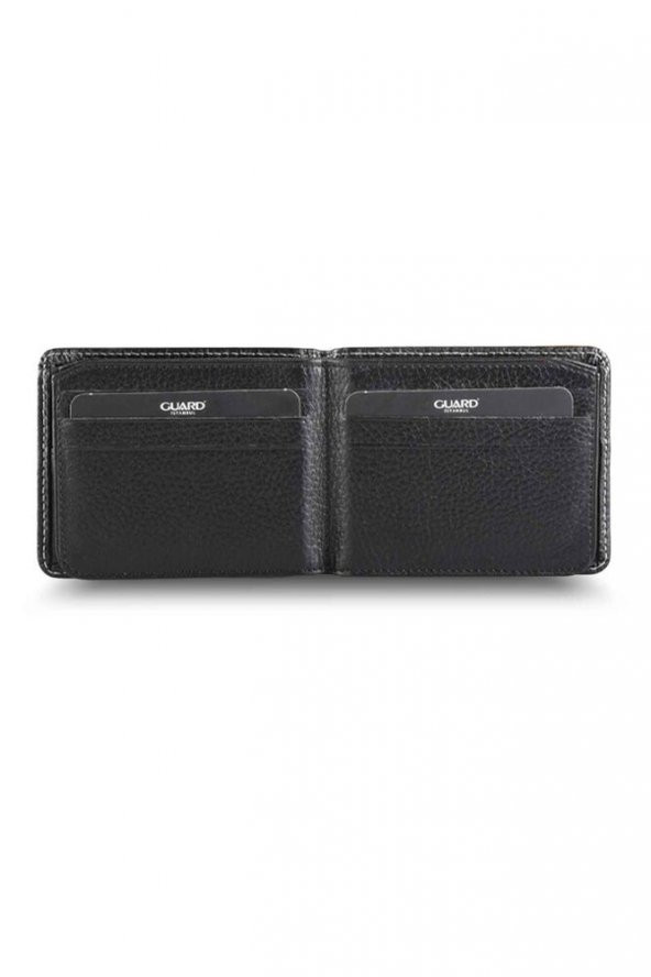 Guard Dikiş Detaylı Siyah Deri Erkek Cüzdanı Hakiki Deri P811 - Resim 6