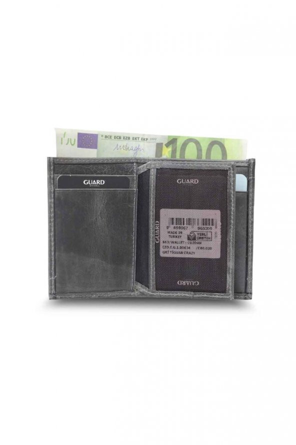 Guard Manimal Antik Gri Hakiki Deri Erkek Cüzdanı P863 - 3