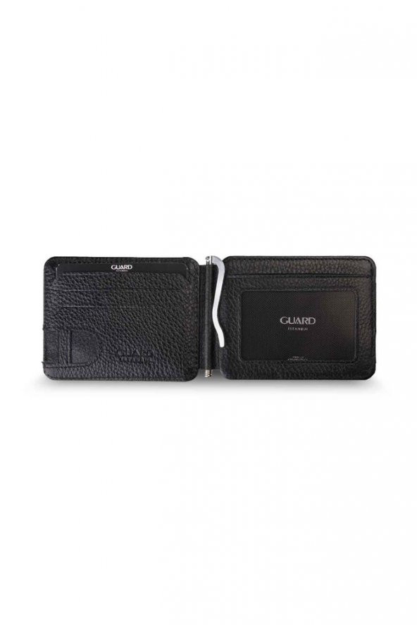Guard Mat Siyah Klipsli Hakiki Deri Kartlık P5175 - 2