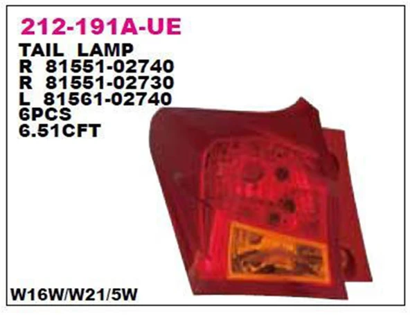 Stop Lambası Dış Sağ Aurıs (E18) Benzin-Dizel 13-15