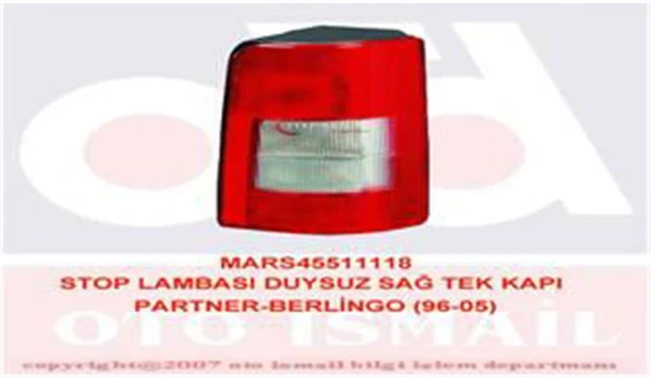 Stop Lambası Duysuz Sağ Tek Kapı Partner-Berlingo 96-05