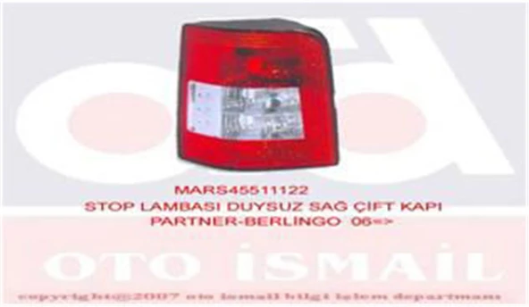 Stop Lambası Duysuz Sağ Çift Kapı Partner-Berlıngo 06