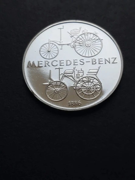 Escoines Koleksiyon 1886 Daimler-Benz 25 Gram Gümüş (999) Mercedes-Benz 100. Yılı Hatıra Madalyon - Resim 3