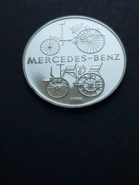 Escoines Koleksiyon 1886 Daimler-Benz 25 Gram Gümüş (999) Mercedes-Benz 100. Yılı Hatıra Madalyon - Resim 5