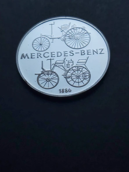 Escoines Koleksiyon 1886 Daimler-Benz 25 Gram Gümüş (999) Mercedes-Benz 100. Yılı Hatıra Madalyon - Resim 7