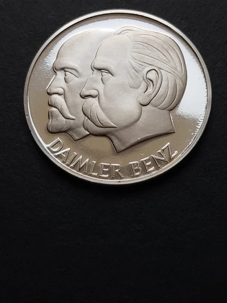 Escoines Koleksiyon 1886 Daimler-Benz 25 Gram Gümüş (999) Mercedes-Benz 100. Yılı Hatıra Madalyon - Resim 6