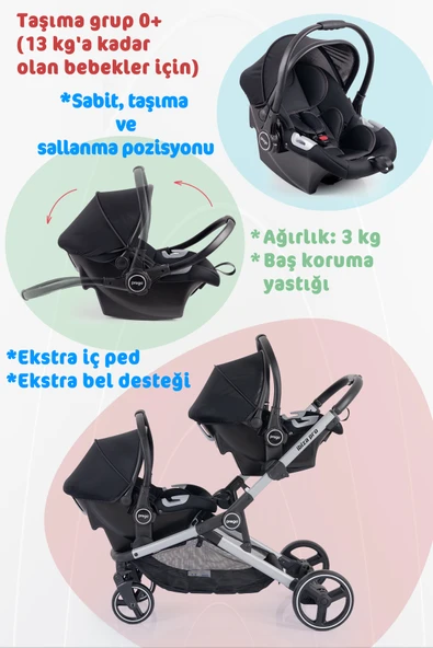 Prego Ibiza Pro Travel Bebek Arabası + 2 Adet Puset Dahil Tam Set - 3