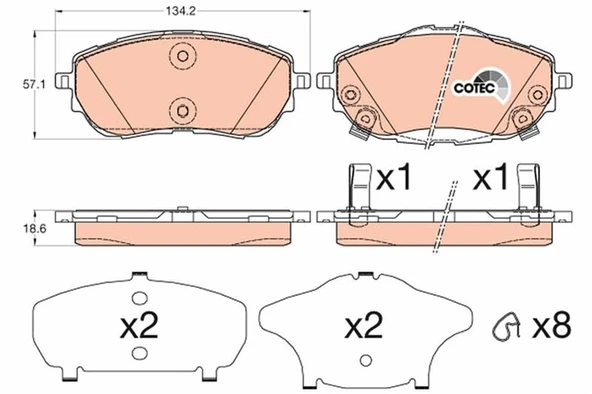 Ön Fren Balata Toyota Aurıs. Corolla 1.33L 1.6L 1Nr-Fe 1Zr-Fae Nre180 Zre181 Zre