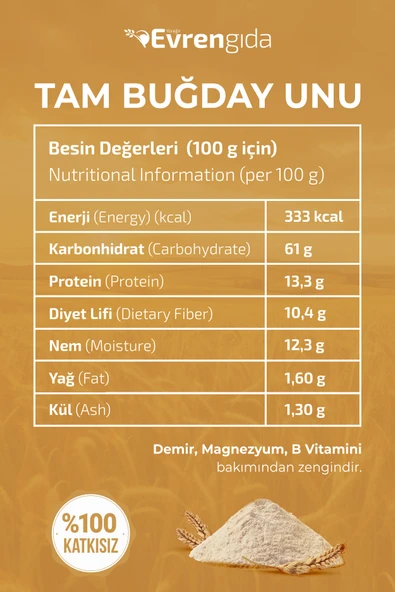 Doğal Tam Buğday Unu (3x1 kg ) - Resim 2