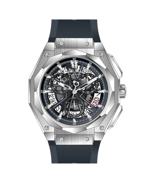 Quantum Hng1097.399 Tüm Fonksiyonları Aktif Silikon Kordon Çelik Kasa Kronograf 10 Atm Suya Dayanıklı Füme Renk Erkek Kol Saati Metalik ürün görseli