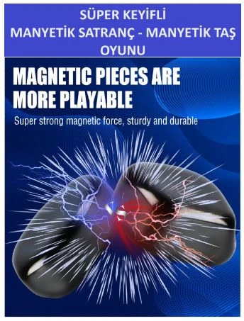 Süper Keyifli Manyetik Satranç-20 Taşlı Manyetik(Güçlü) Taş Oyunu - 8
