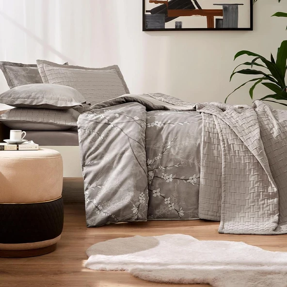 Özdilek Çift Kişilik Rnf. Nevresim T. Yatak Örtüsü White Sakura Bej - 2