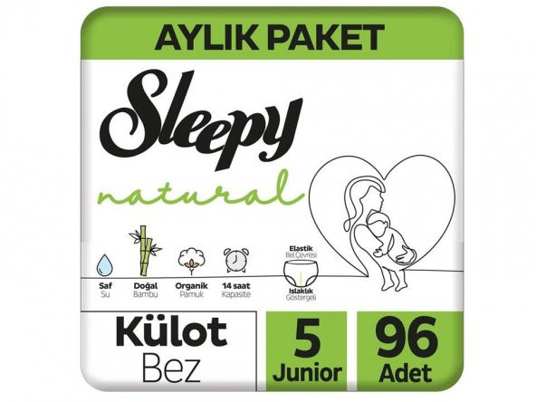 Sleepy Natural Külot Bez 5 Numara Junior 4lü Jumbo 96 Adet
