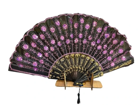 YELPAZE Pullu Şık Doğal Serinletici Yelpaze Pembe