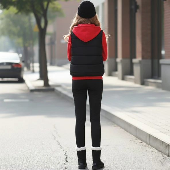 Kışlık Sevgili Kombini Şık Kadın Üçlü Eşofman - Resim 5