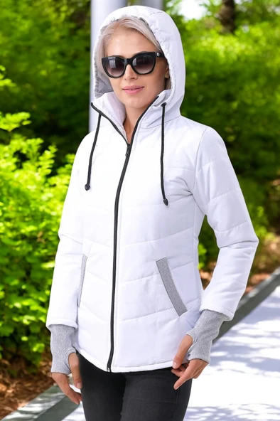 Kışlık Su Geçirmez Kısa Şişme Kadın Mont - Resim 6