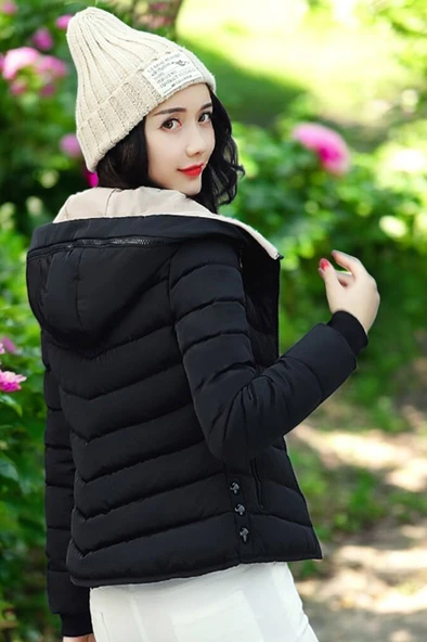 Kışlık Kısa Tarz Kadın Şişme Mont - Resim 2