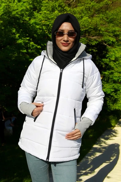 Kışlık Eldiven Detaylı Su Geçirmez Kadın Şişme Mont ürün görseli