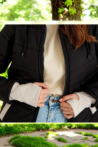 Kışlık Su Geçirmez Kısa Rahat Şişme Kadın Mont - Resim 8