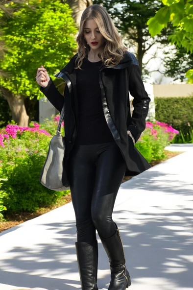 Kışlık Kaşmir Yaka Kaşe Kadın Kaban - Resim 3