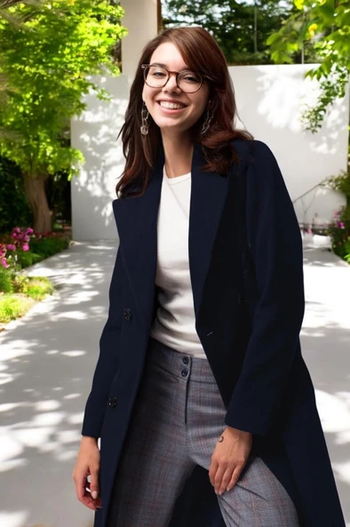 Kışlık Kemer Detaylı Kaşmir Kaşe Kadın Kaban - Resim 2