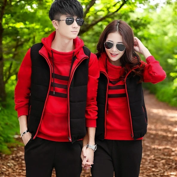 Günlük Kışlık Sevgili Kombini Tekli Erkek Eşofman Takımı - Resim 4