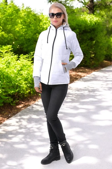 Kışlık Su Geçirmez Kısa Şişme Kadın Mont - Resim 3