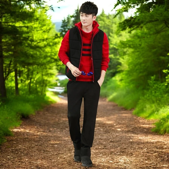 Günlük Kışlık Sevgili Kombini Tekli Erkek Eşofman Takımı - Resim 10