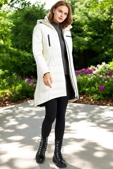 Uzun Boy Kışlık Su Geçirmez Şişme Kadın Mont - Resim 3