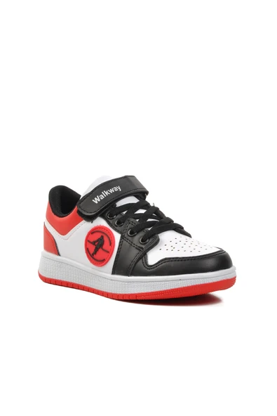 Walkway Siyah Beyaz Kırmızı Unisex Çocuk Spor Ayakkabı Sloga F - 3