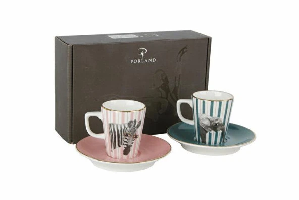 Porland Wild Life Zebra-Elephant Kahve Takımı 4 Parça 04ALM005318