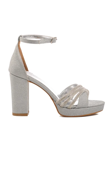 Ayakmod Gümüş  Kadın Abiye Ayakkabı 655328 Z
