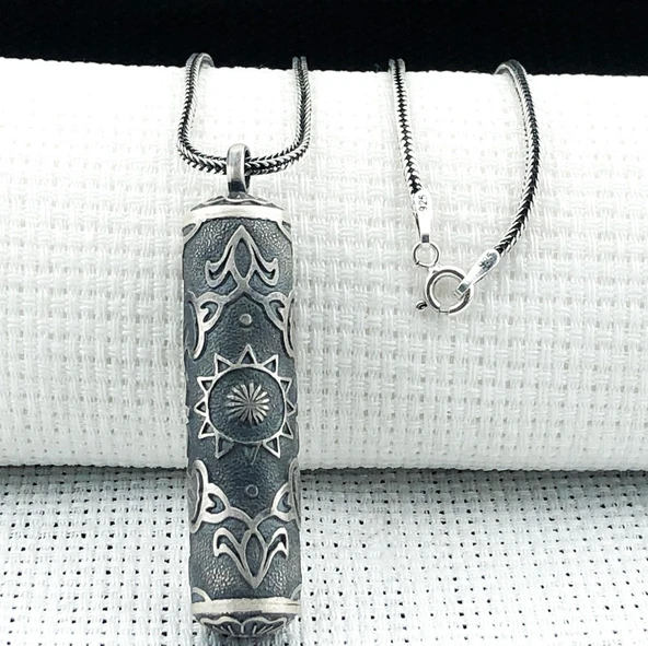 Silindir 925 Ayar Cevşen Muska Kabı Kolye - Resim 2