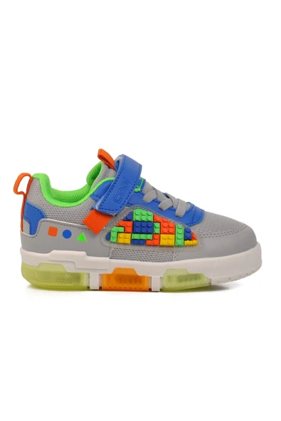 Ayakmod Gri Cırtlı Unisex Çocuk Spor Ayakkabı Legos P