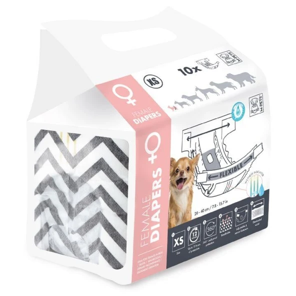 M-Pets Diapers Dişi Köpekler İçin Külot (XS) 10'lu