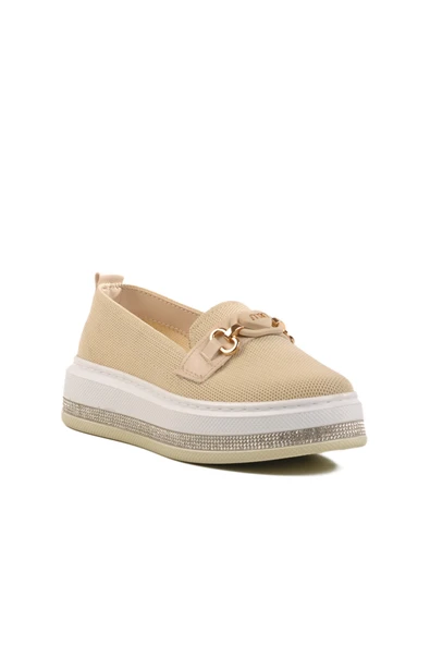 Ayakmod Bej Hafif Keten Kadın Casual Ayakkabı 261195 Z - Resim 3