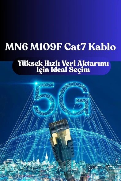 MN6 M109f Cat7 Kablo 20 Metre/10gbps-50 Mikron Altın Kaplama/STP/Cat7 Ethernet Kablosu - 8