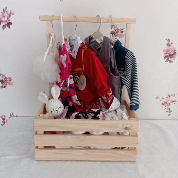wooden destinty AHŞAP KASA - BEBEK KIRK SEPETİ - BABY SHOWER SEPETİ - 3