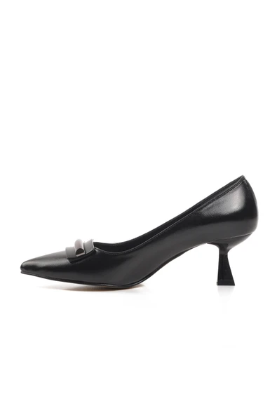 Ayakmod Siyah Cilt Kadın Topuklu Ayakkabı 357101 Z - 2