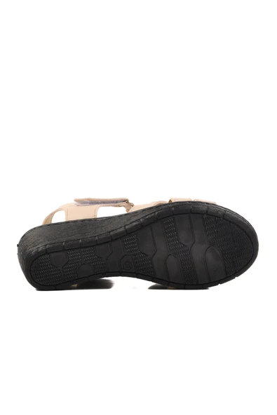 Ayakmod Bej Topuklu Kadın Sandalet 673572 Z - 5