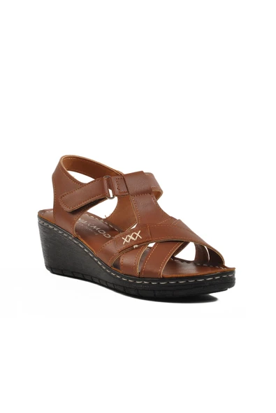 Ayakmod Taba Topuklu Kadın Sandalet 673572 Z - 3
